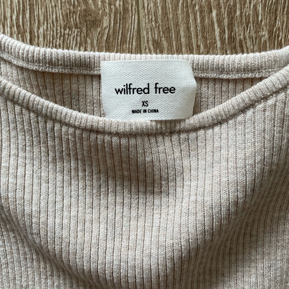 Aritzia ribbed cutout dress in tan oatmeal xs - Picture 3 of 5